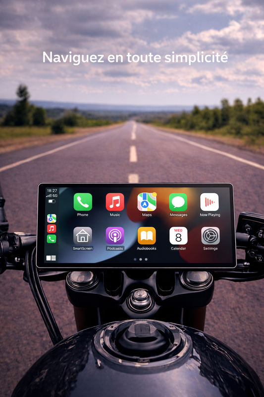 Écran Universel Moto Compatible avec Apple CarPlay® et Android Auto™
