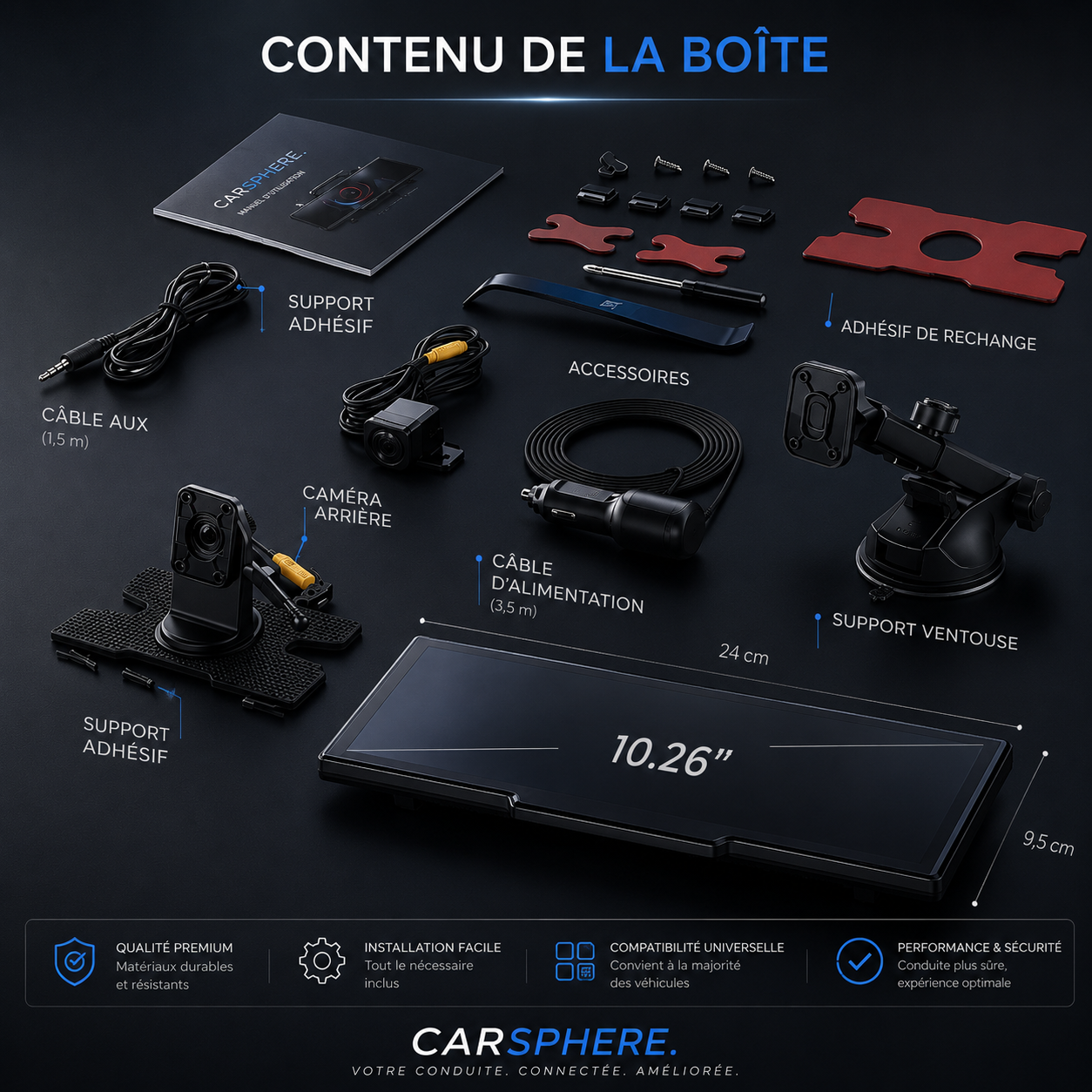 Écran Universel Auto Double Caméras