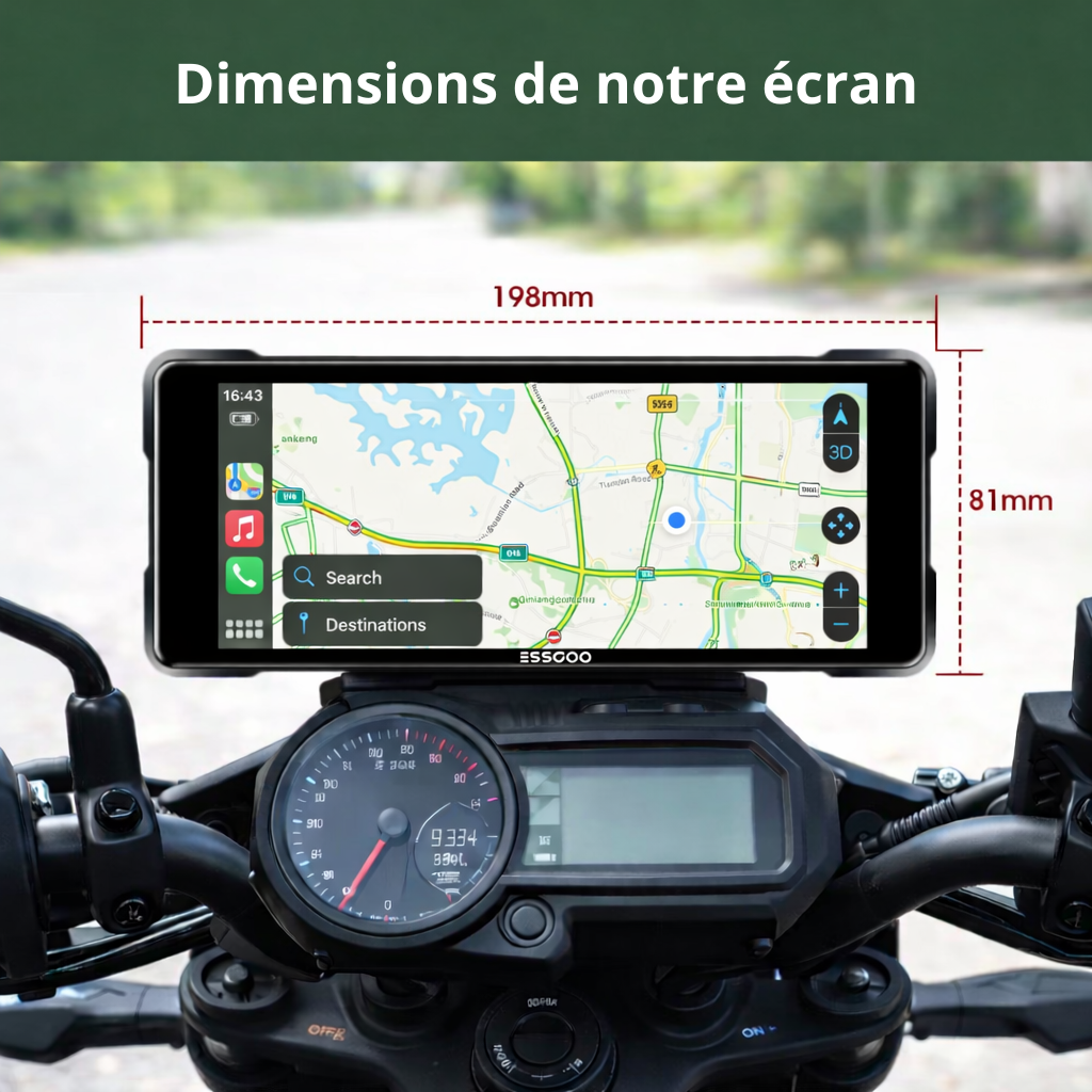 Écran Universel Moto Compatible avec Apple CarPlay® et Android Auto™